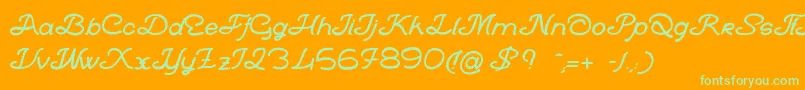 LaBandeEnBaskets-Schriftart – Grüne Schriften auf orangefarbenem Hintergrund