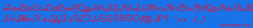 LaBandeEnBaskets-Schriftart – Rote Schriften auf blauem Hintergrund