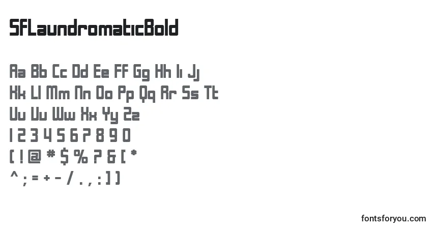 Czcionka SfLaundromaticBold – alfabet, cyfry, specjalne znaki