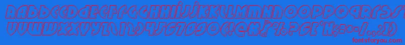 Neuralnomiconengraveital-Schriftart – Rote Schriften auf blauem Hintergrund