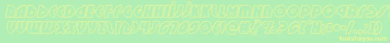 Neuralnomiconengraveital-Schriftart – Gelbe Schriften auf grünem Hintergrund