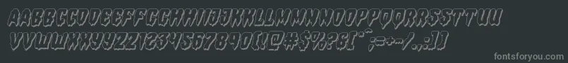 Hemogoblin3Dital-fontti – harmaat kirjasimet mustalla taustalla