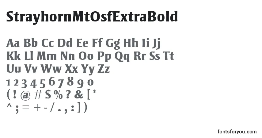 Fuente StrayhornMtOsfExtraBold - alfabeto, números, caracteres especiales