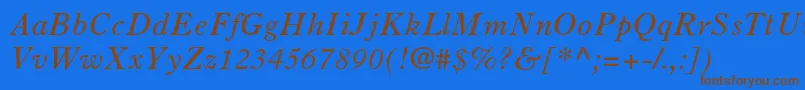 Oldstyle7stdItalic Font – Brown Fonts on Blue Background