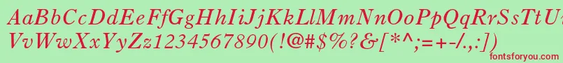 Oldstyle7stdItalic Font – Red Fonts on Green Background