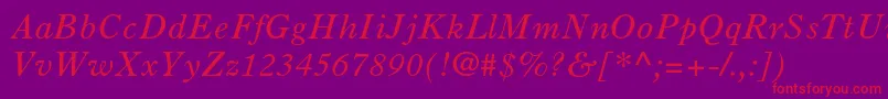 Oldstyle7stdItalic Font – Red Fonts on Purple Background