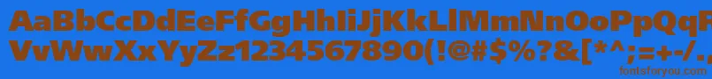 フォントFrutigerltstdUltrablack – 茶色の文字が青い背景にあります。