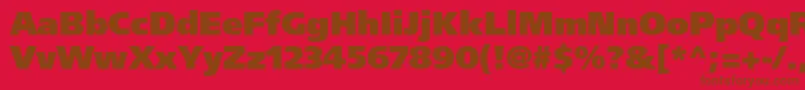 FrutigerltstdUltrablack-Schriftart – Braune Schriften auf rotem Hintergrund