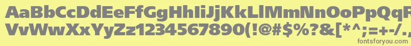 FrutigerltstdUltrablack-Schriftart – Graue Schriften auf gelbem Hintergrund