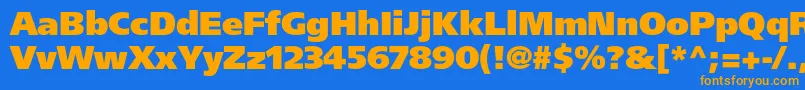 フォントFrutigerltstdUltrablack – オレンジ色の文字が青い背景にあります。