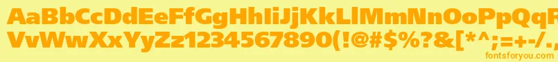 フォントFrutigerltstdUltrablack – オレンジの文字が黄色の背景にあります。