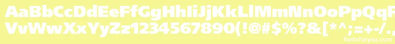 FrutigerltstdUltrablack-Schriftart – Weiße Schriften auf gelbem Hintergrund