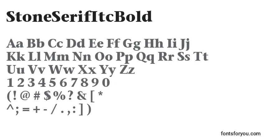 Czcionka StoneSerifItcBold – alfabet, cyfry, specjalne znaki