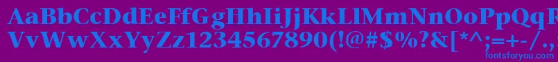 フォントStoneSerifItcBold – 紫色の背景に青い文字