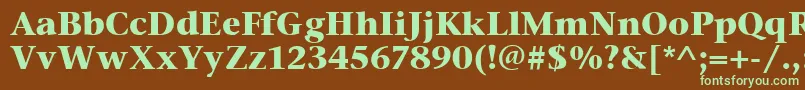 フォントStoneSerifItcBold – 緑色の文字が茶色の背景にあります。