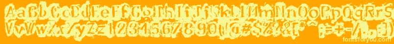 DfStromboli-Schriftart – Gelbe Schriften auf orangefarbenem Hintergrund