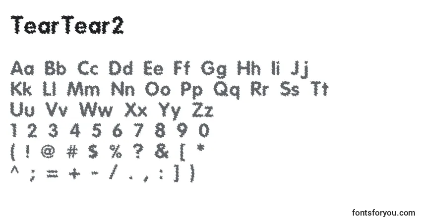 A fonte TearTear2 – alfabeto, números, caracteres especiais