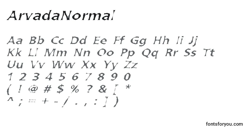 Czcionka ArvadaNormal – alfabet, cyfry, specjalne znaki