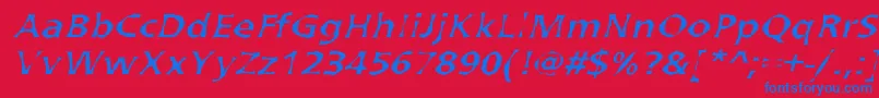 ArvadaNormal-Schriftart – Blaue Schriften auf rotem Hintergrund