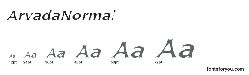 Размеры шрифта ArvadaNormal