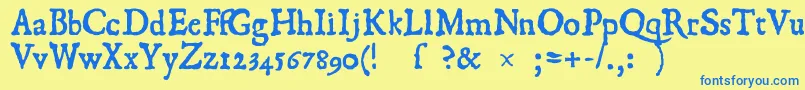 1550 Font – Blue Fonts on Yellow Background