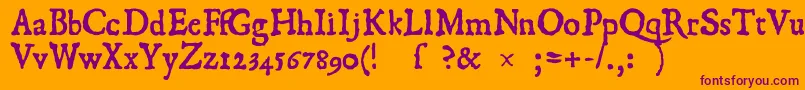 1550-fontti – violetit fontit oranssilla taustalla