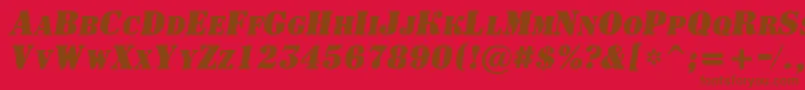 ASignboardcpsBolditalic-Schriftart – Braune Schriften auf rotem Hintergrund