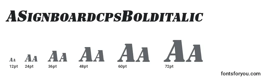 Размеры шрифта ASignboardcpsBolditalic