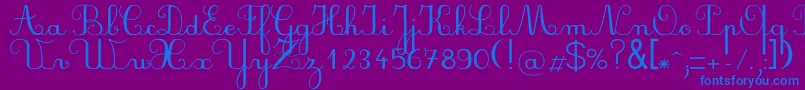 Plumbal-Schriftart – Blaue Schriften auf violettem Hintergrund