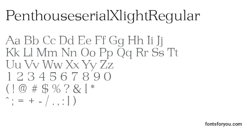 Czcionka PenthouseserialXlightRegular – alfabet, cyfry, specjalne znaki