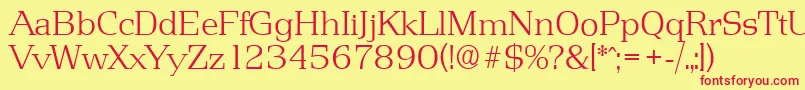 PenthouseserialXlightRegular Font – Red Fonts on Yellow Background
