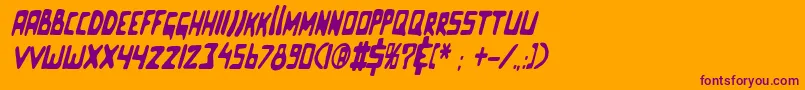 Celluloidblisscondenseditalic-Schriftart – Violette Schriften auf orangefarbenem Hintergrund