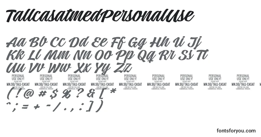 Schriftart TallcasatmedPersonalUse – Alphabet, Zahlen, spezielle Symbole