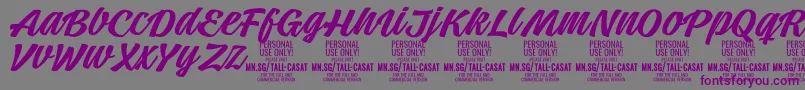 Шрифт TallcasatmedPersonalUse – фиолетовые шрифты на сером фоне