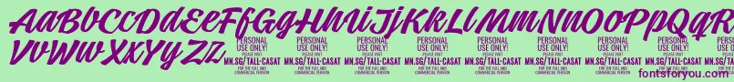 TallcasatmedPersonalUse Font – Purple Fonts on Green Background