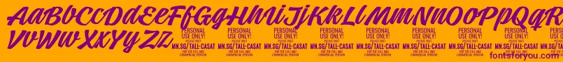 Шрифт TallcasatmedPersonalUse – фиолетовые шрифты на оранжевом фоне