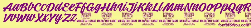 Шрифт TallcasatmedPersonalUse – фиолетовые шрифты на жёлтом фоне