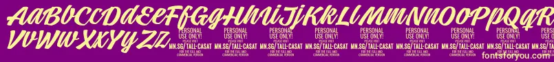 Fonte TallcasatmedPersonalUse – fontes amarelas em um fundo roxo