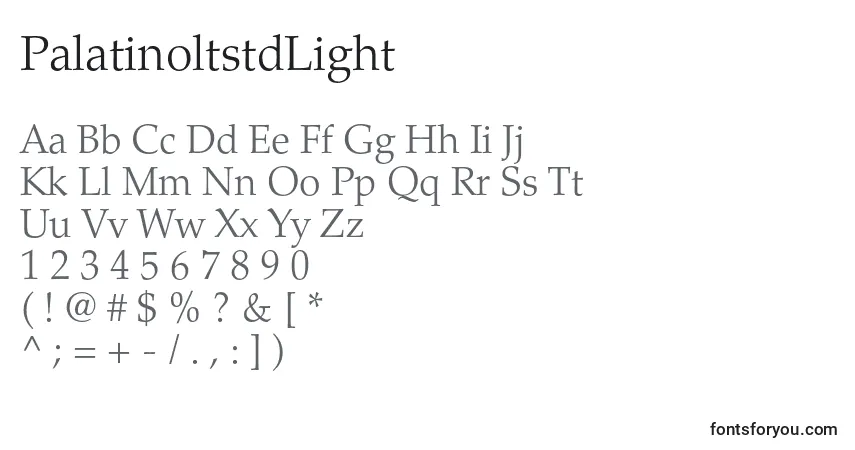 Czcionka PalatinoltstdLight – alfabet, cyfry, specjalne znaki