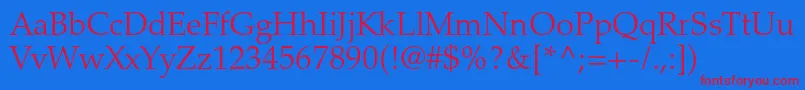 PalatinoltstdLight Font – Red Fonts on Blue Background