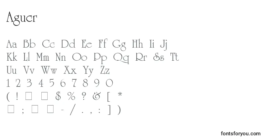Fuente Agucr - alfabeto, números, caracteres especiales