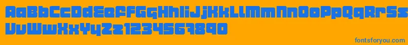 Metropod Font – Blue Fonts on Orange Background