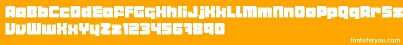 Metropod-Schriftart – Weiße Schriften auf orangefarbenem Hintergrund