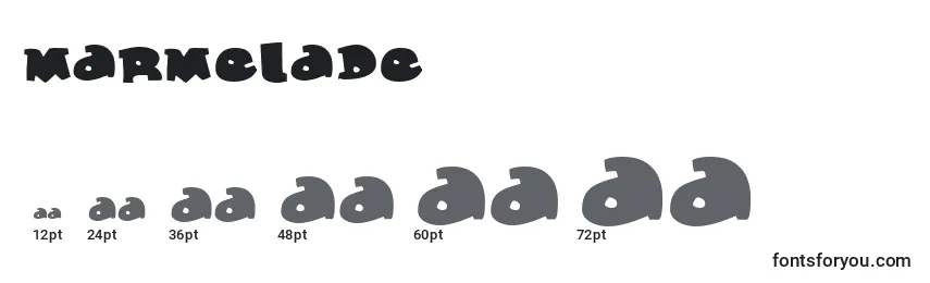 Размеры шрифта Marmelade