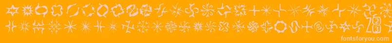 Zone23Foopy8-fontti – vaaleanpunaiset fontit oranssilla taustalla