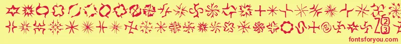 Шрифт Zone23Foopy8 – красные шрифты на жёлтом фоне