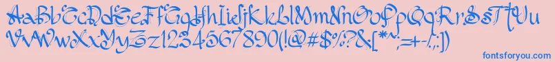 PwGothicStyle-Schriftart – Blaue Schriften auf rosa Hintergrund