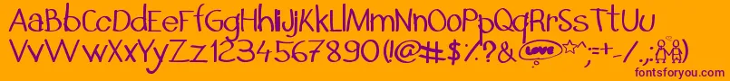 InSecretILoveYou-Schriftart – Violette Schriften auf orangefarbenem Hintergrund