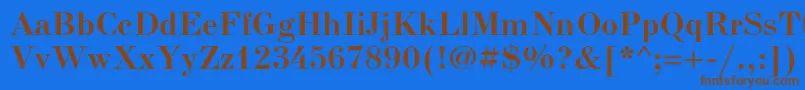 フォントNewstandardcBold – 茶色の文字が青い背景にあります。