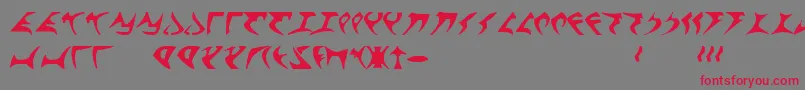 KlingonFont-Schriftart – Rote Schriften auf grauem Hintergrund